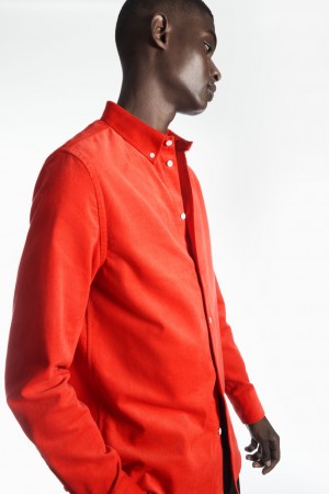 Pánské Košile COS Button-Down Collar Corduroy Oranžové | GJAQ-21894