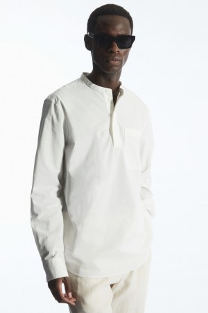 Pánské Košile COS Grandad-Collar Half-Placket Bílé | XJEL-06413