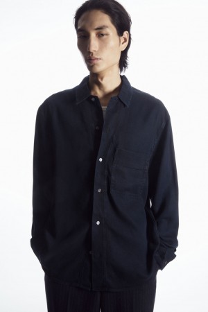Pánské Košile COS Lehké Denim Tmavě Blankyt | EQHD-90854