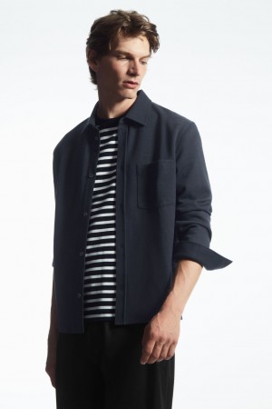 Pánské Košile COS Patch-Pocket Jersey Tmavě Blankyt | STEI-58037