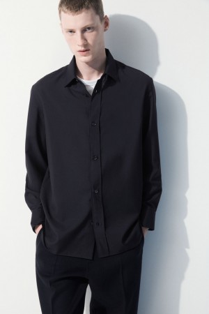 Pánské Košile COS The Tailored Vlna Tmavě Blankyt | ACJH-20581