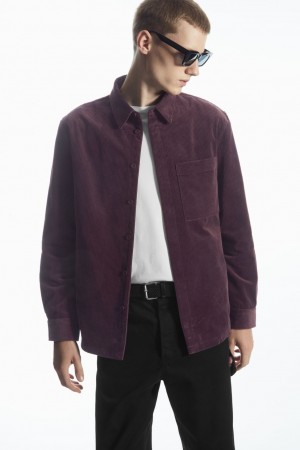 Pánské Košile COS Utility-Style Corduroy Overshirt Fialové | YXEM-16457