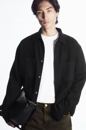 Pánské Košile COS Vlna-Jersey Overshirt Černé | UNPS-42981