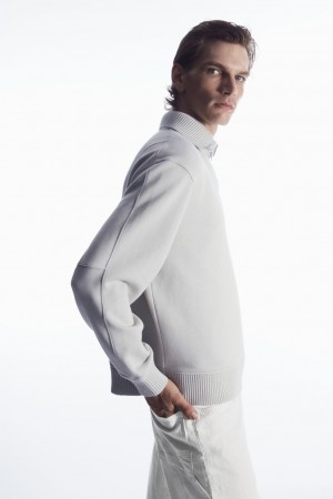 Pánské Mikina COS Funnel-Neck Half-Zip Šedé | PZEU-21895