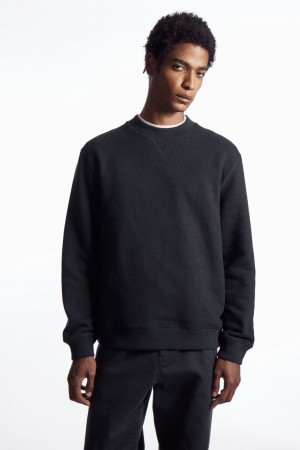 Pánské Mikina COS Textured-Jersey Tmavě Blankyt | YQDF-43517