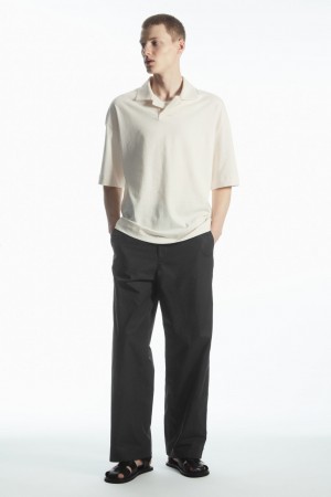 Pánské Polo Triko COS Oversized Open-Collar Bílé | SIAU-05417
