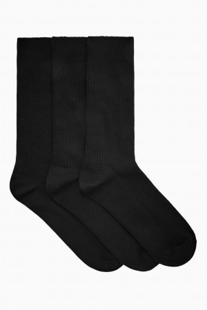 Pánské Ponožky COS 3-Pack Žebrovaný Černé | WEJN-37218