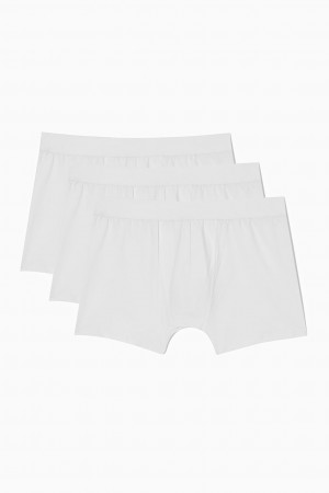 Pánské Slipy COS 3-Pack Long Boxerské Bílé | YLCJ-06392