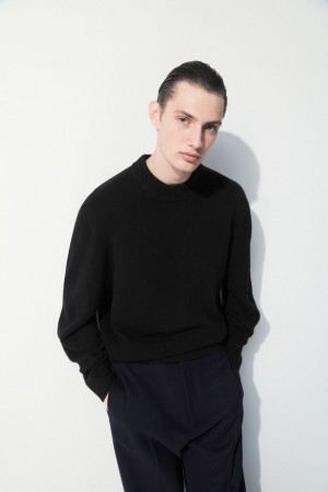 Pánské Svetry COS The Cashmere Crew-Neck Černé | OIZU-35427