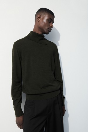 Pánské Svetry COS The Merino Vlna Roll-Neck Tmavě Zelene | GXFZ-30614