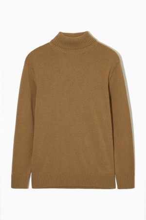 Pánské Svetry COS Vlna-Cashmere Turtleneck Tmavě Béžový | QPEM-61328