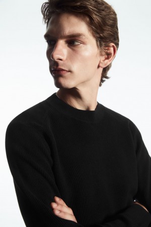 Pánské Svetry COS Žebrovaný-Knit Černé | YGJK-12930