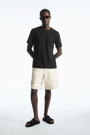 Pánské Tričko COS Regular-Fit Mid-Weight Brushed Černé | SVJT-62719