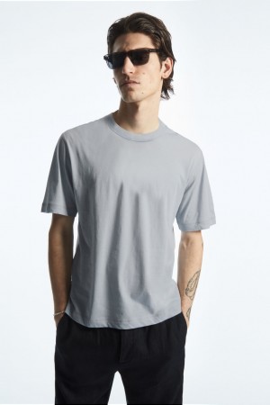 Pánské Tričko COS Relaxed-Fit Lehké Světle Blankyt | FGKE-72938