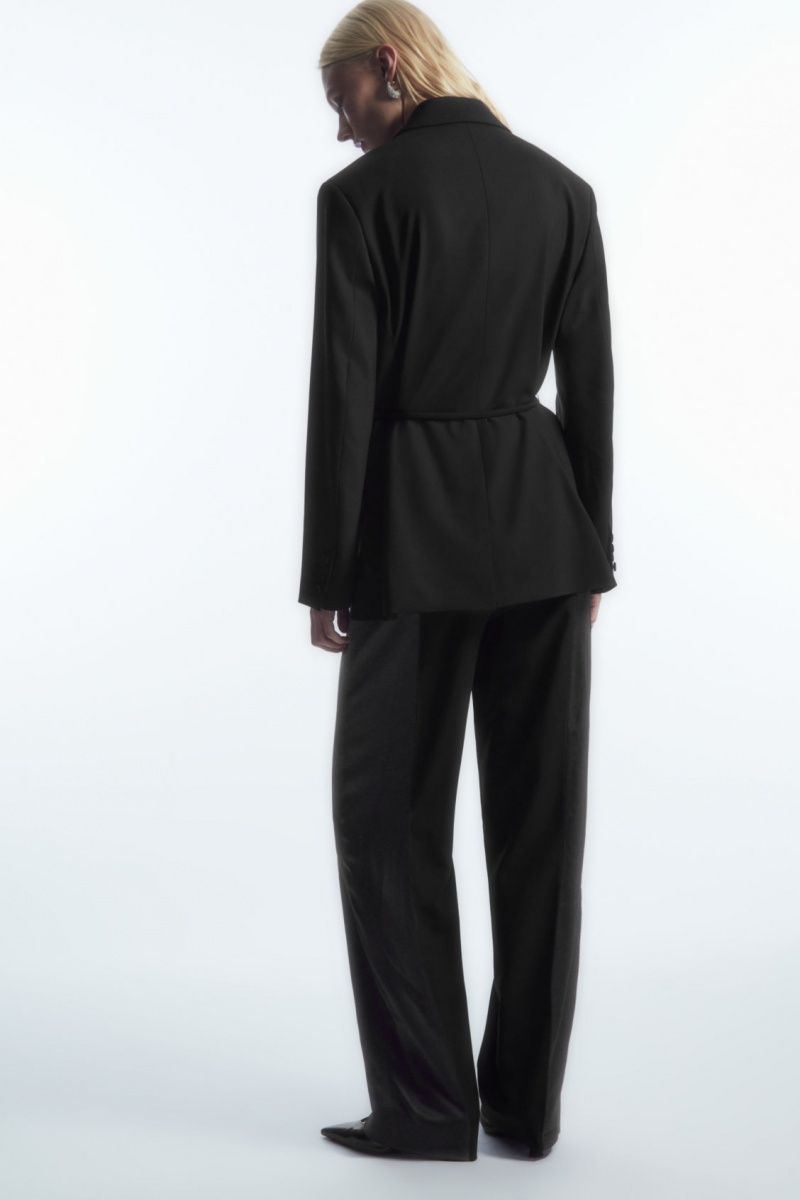 Dámské Blejzr COS Belted Satin-Lapel Tuxedo Černé | LJXZ-80735
