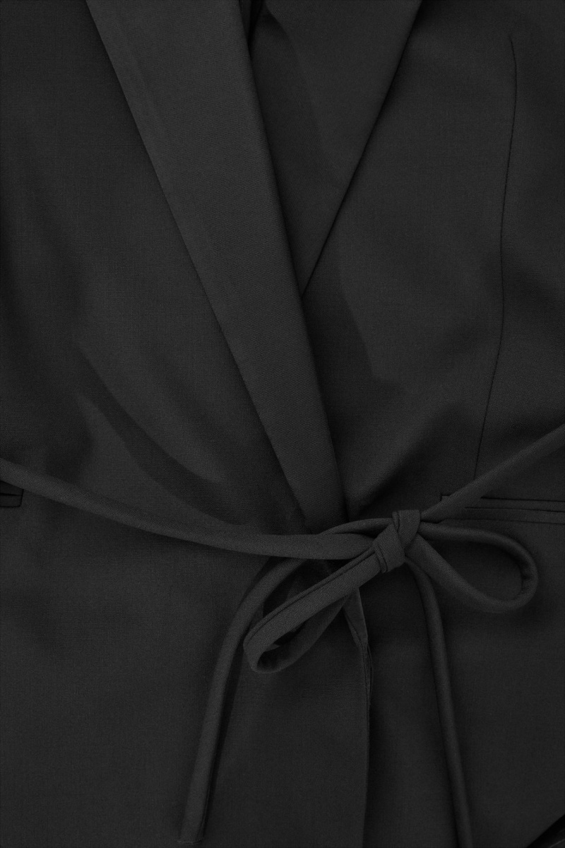 Dámské Blejzr COS Belted Satin-Lapel Tuxedo Černé | LJXZ-80735