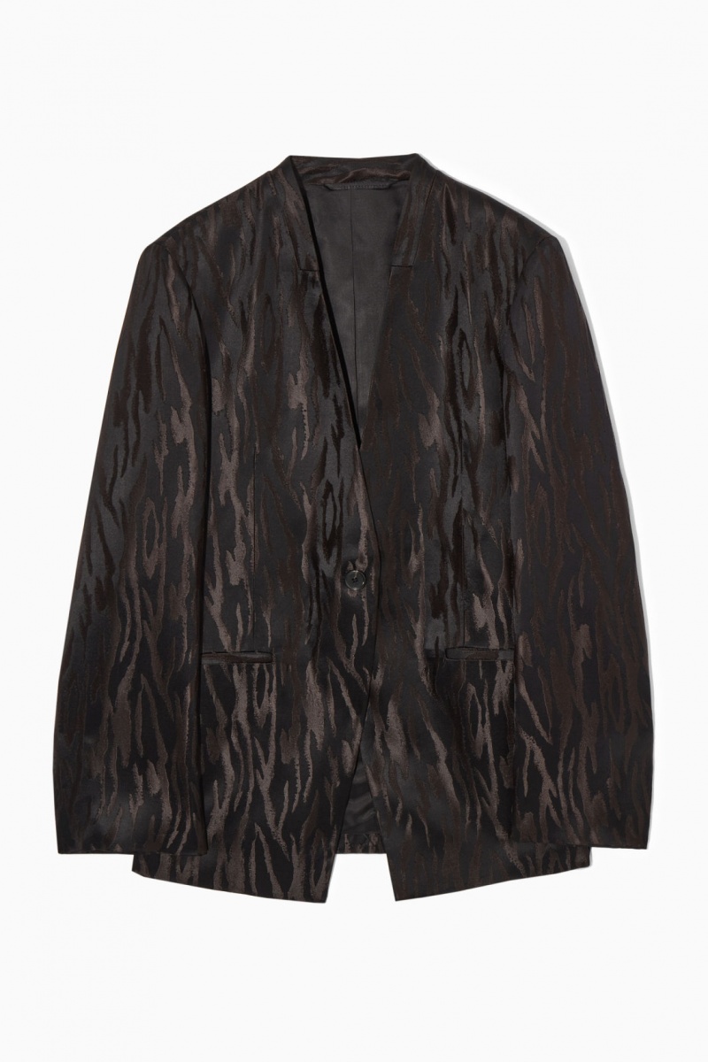 Dámské Blejzr COS Collarless Zebra-Jacquard Tmavě Hnědé Černé | HFMN-48016