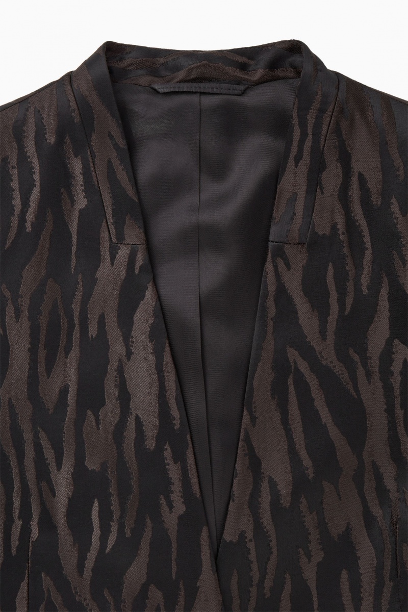 Dámské Blejzr COS Collarless Zebra-Jacquard Tmavě Hnědé Černé | HFMN-48016
