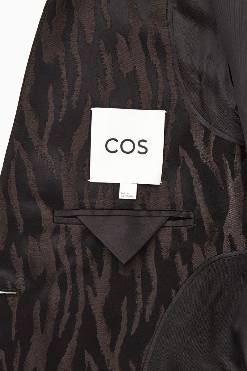 Dámské Blejzr COS Collarless Zebra-Jacquard Tmavě Hnědé Černé | HFMN-48016