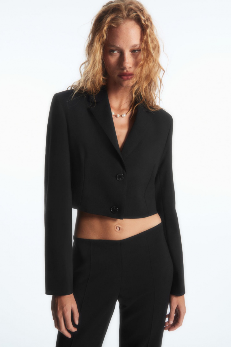 Dámské Blejzr COS Cropped Vlna Černé | YAPT-38764