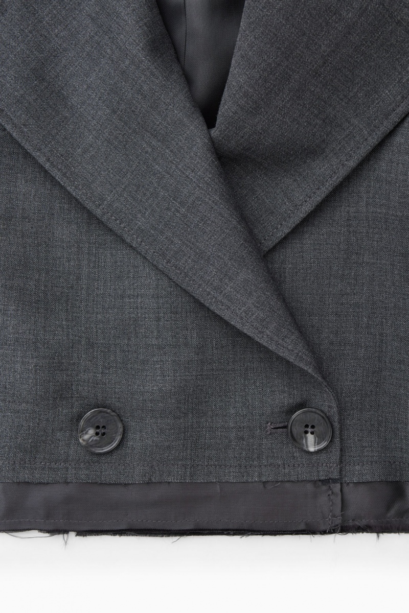 Dámské Blejzr COS Deconstructed Cropped Vlna Tmavě Šedé | KUDF-35491