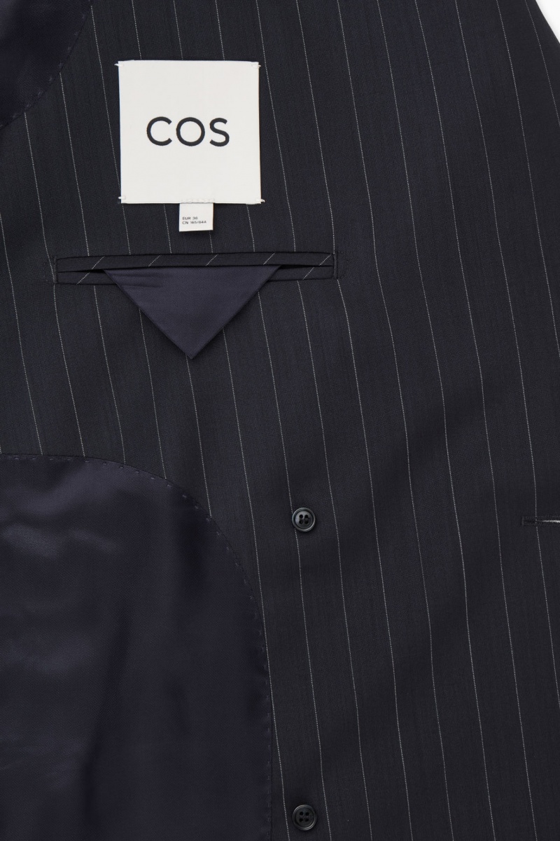 Dámské Blejzr COS Oversized Pinstriped Vlna Tmavě Blankyt | DCPB-19657
