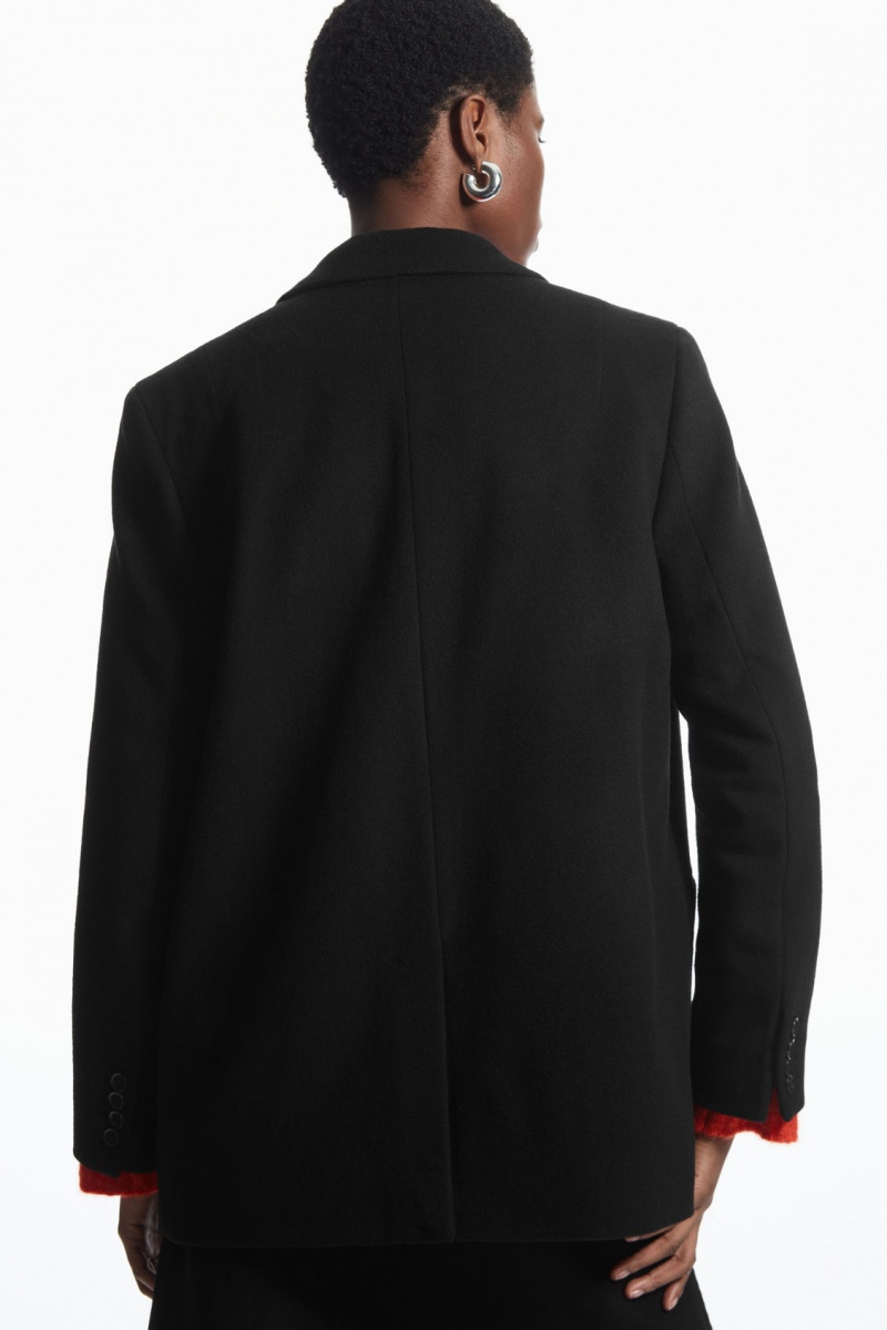 Dámské Blejzr COS Relaxed-Fit Single-Breasted Vlna Černé | ZKSE-86705