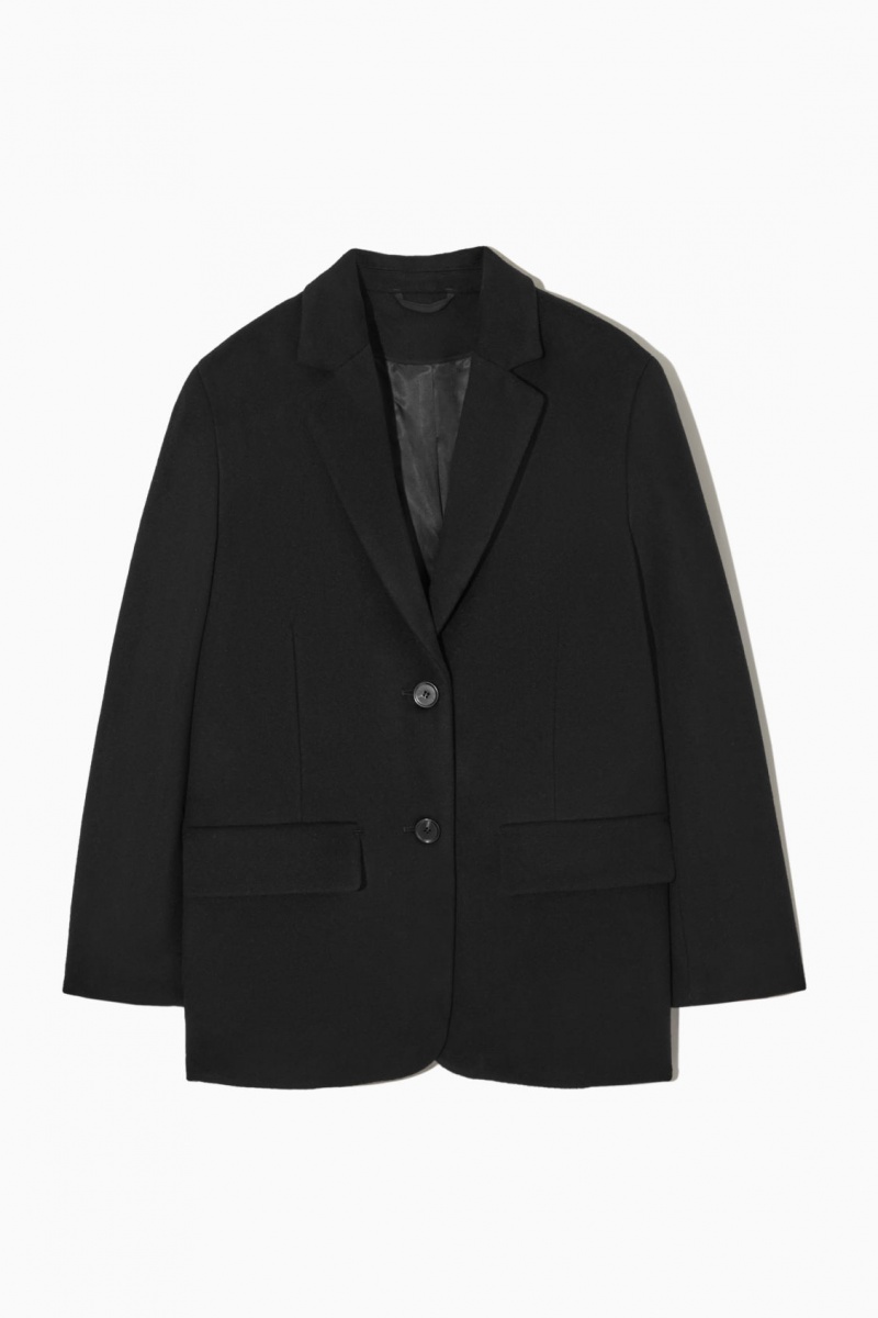 Dámské Blejzr COS Relaxed-Fit Single-Breasted Vlna Černé | ZKSE-86705