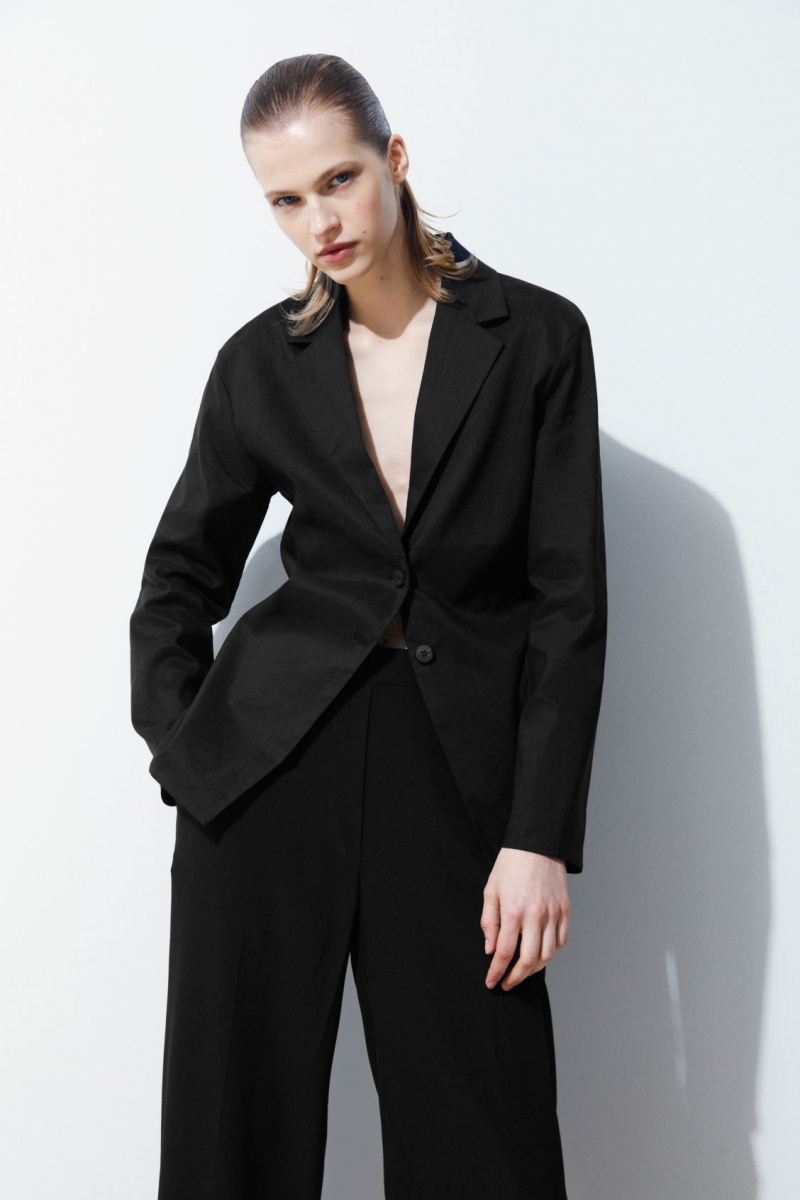 Dámské Blejzr COS The Waisted Linen Černé | BVUE-49823