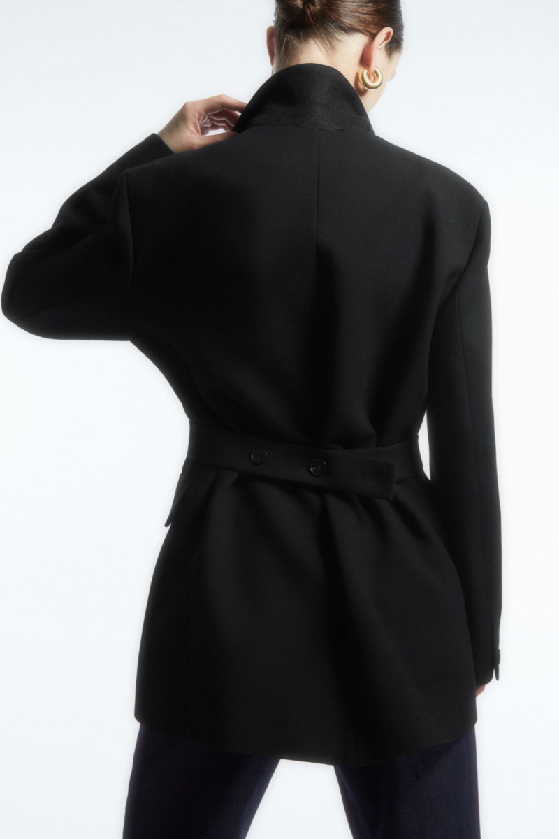 Dámské Blejzr COS Waisted Vlna-Blend Černé | EABM-85612