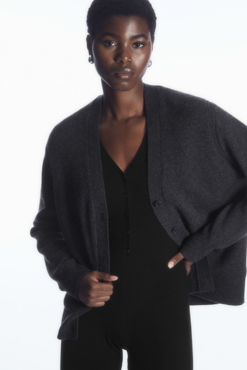 Dámské Body COS Merino Vlna Henley Černé | ZKDF-90526