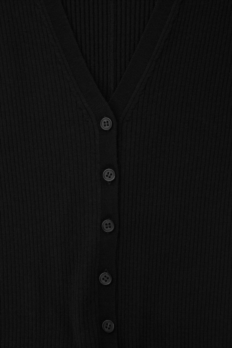 Dámské Body COS Merino Vlna Henley Černé | ZKDF-90526