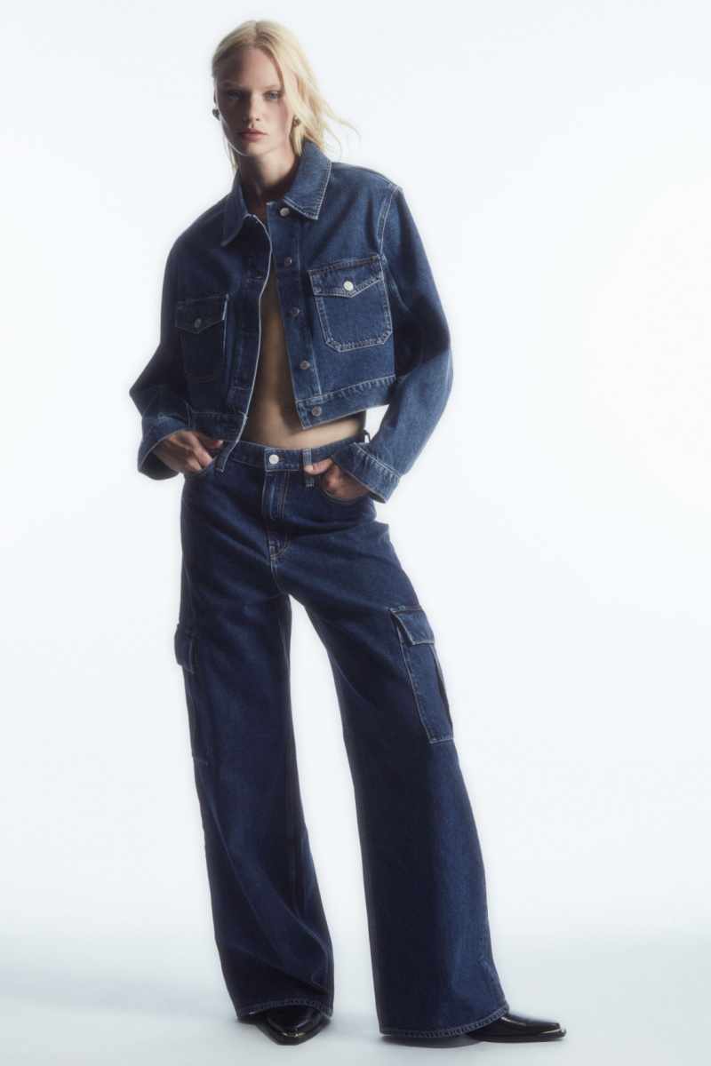 Dámské Bundy COS Cropped Denim Blankyt | RGAK-16479