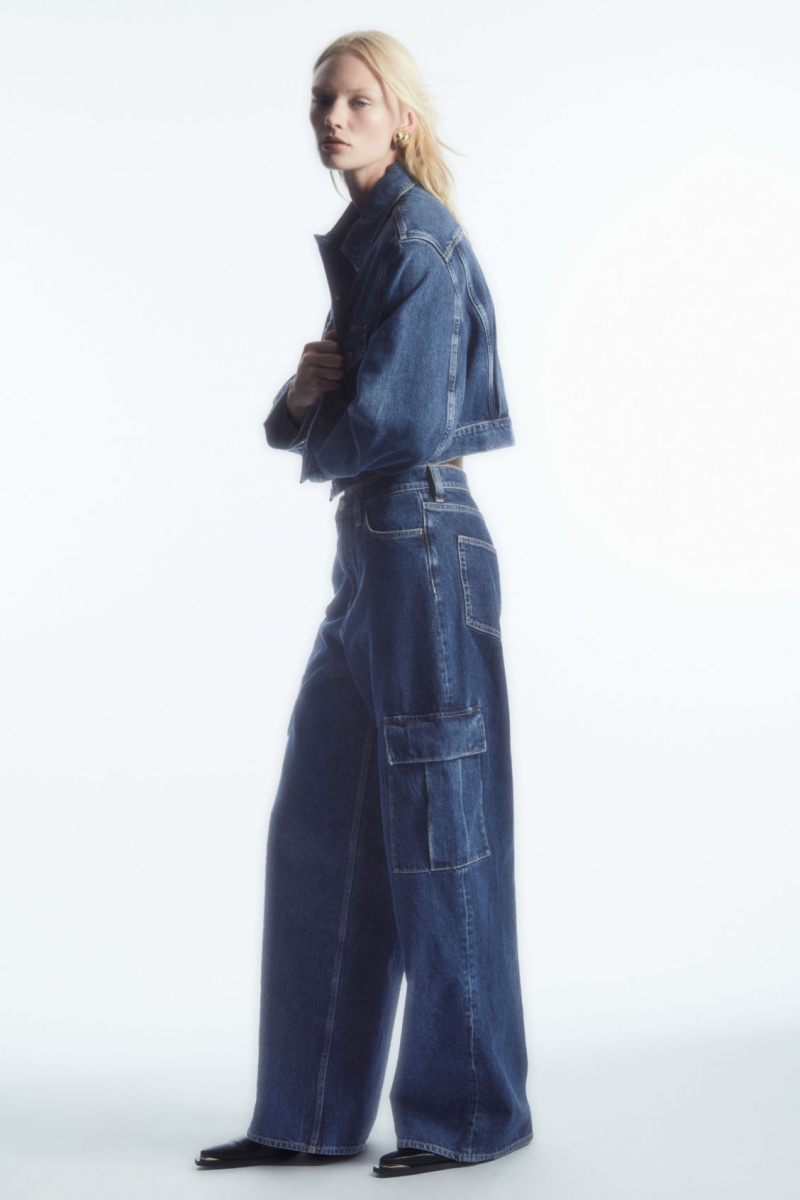 Dámské Bundy COS Cropped Denim Blankyt | RGAK-16479