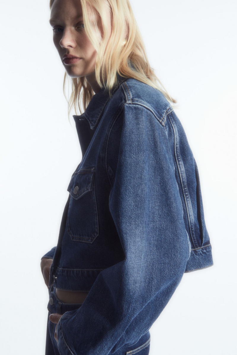 Dámské Bundy COS Cropped Denim Blankyt | RGAK-16479