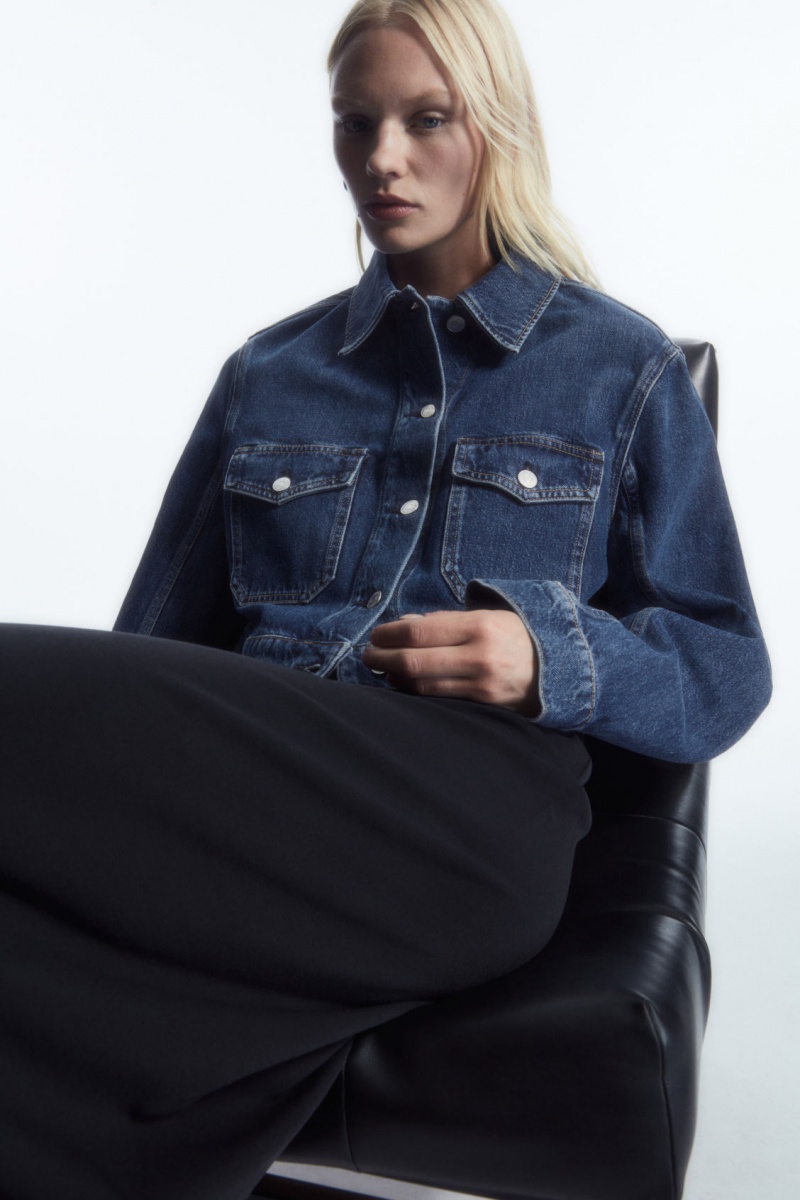 Dámské Bundy COS Cropped Denim Blankyt | RGAK-16479