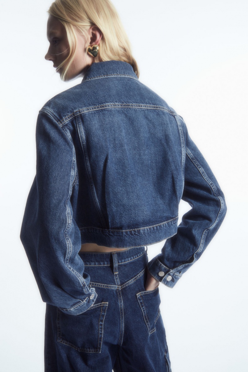 Dámské Bundy COS Cropped Denim Blankyt | RGAK-16479