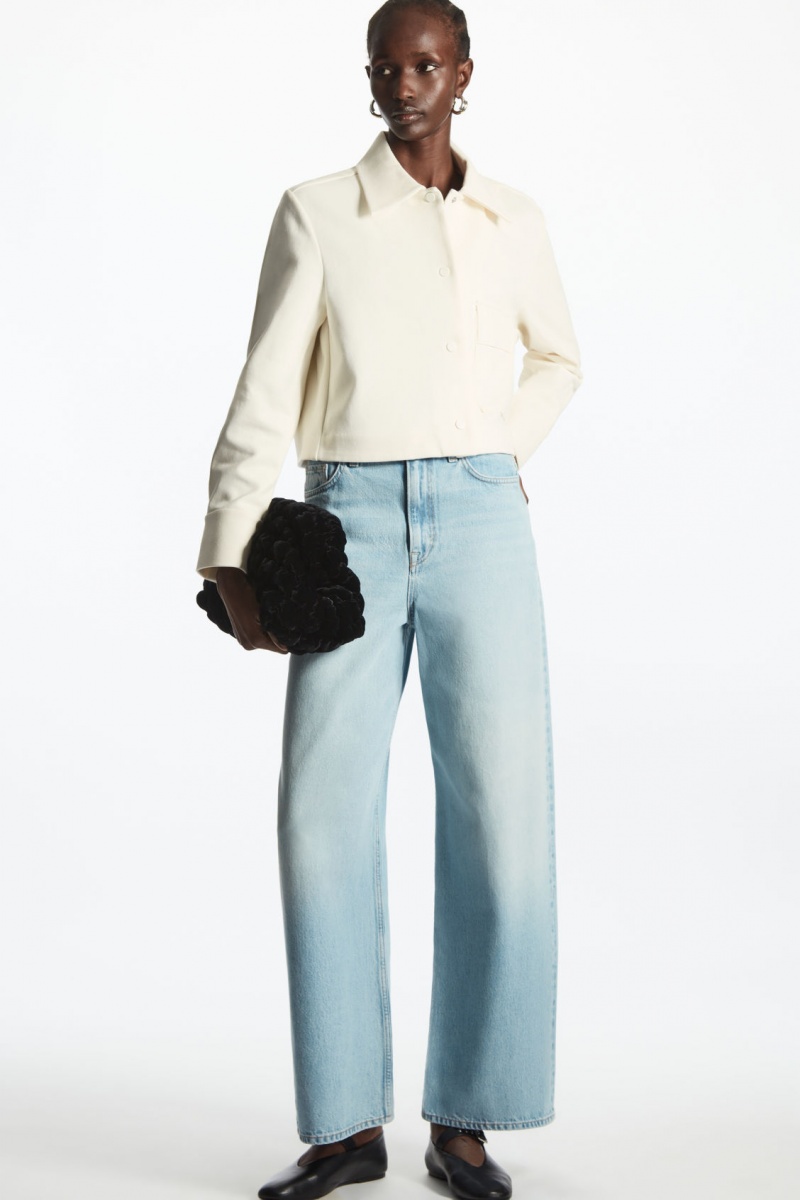 Dámské Bundy COS Cropped Twill Bílé | RLGV-50276