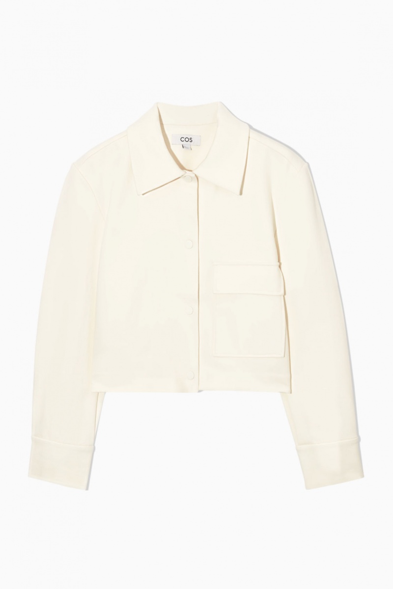 Dámské Bundy COS Cropped Twill Bílé | RLGV-50276