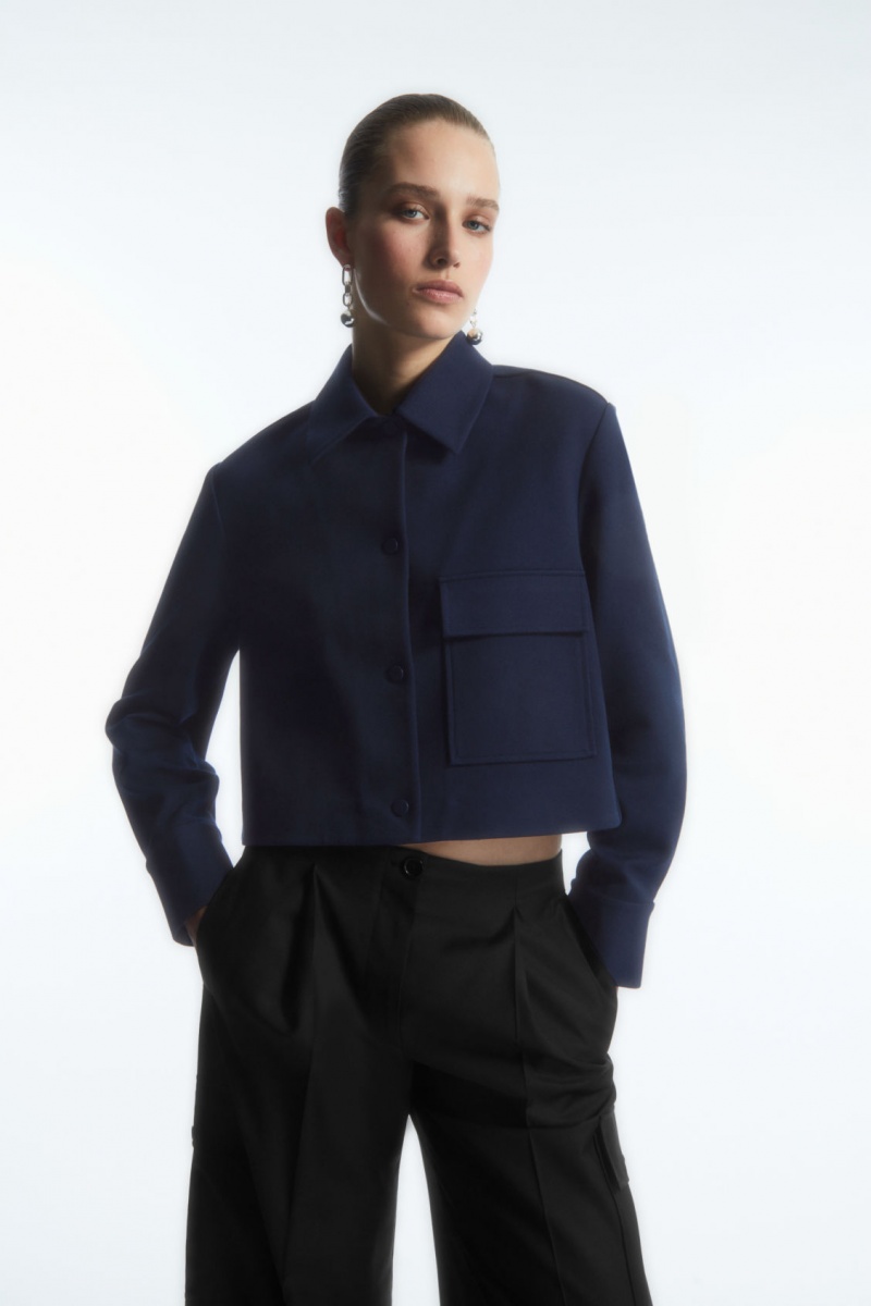 Dámské Bundy COS Cropped Twill Tmavě Blankyt | XGHM-52913