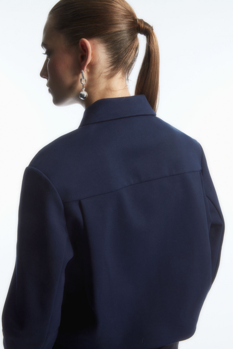 Dámské Bundy COS Cropped Twill Tmavě Blankyt | XGHM-52913