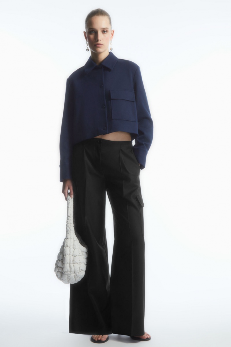 Dámské Bundy COS Cropped Twill Tmavě Blankyt | XGHM-52913