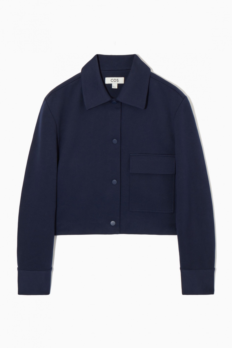 Dámské Bundy COS Cropped Twill Tmavě Blankyt | XGHM-52913