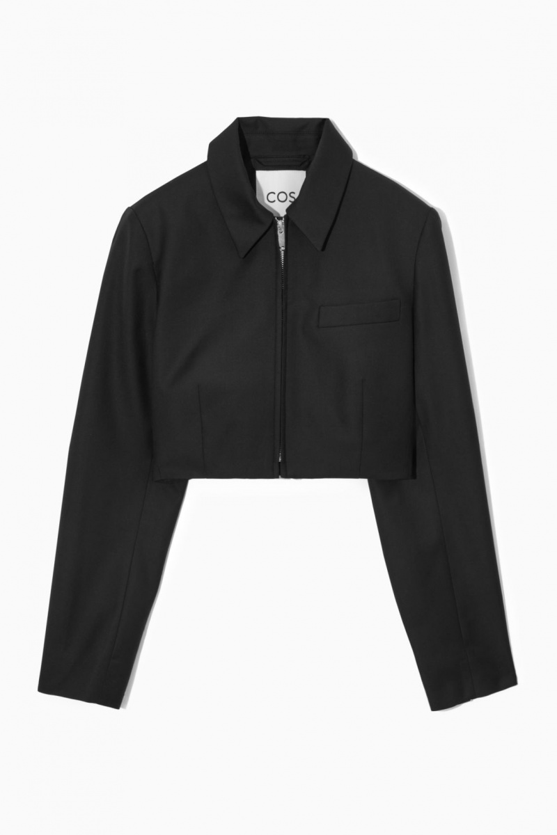Dámské Bundy COS Cropped Vlna-Blend Tailored Černé | ZSAL-72193