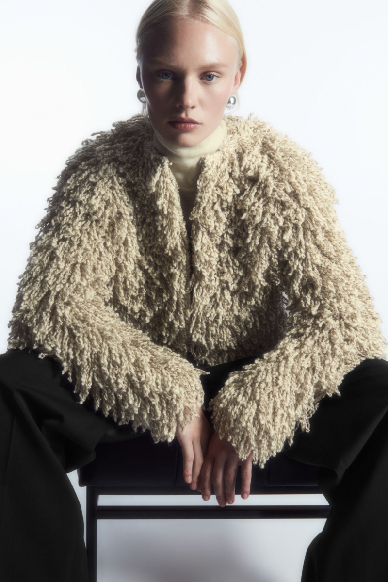 Dámské Bundy COS Loop-Knit Vlna Béžový Bílé | ROTK-51893