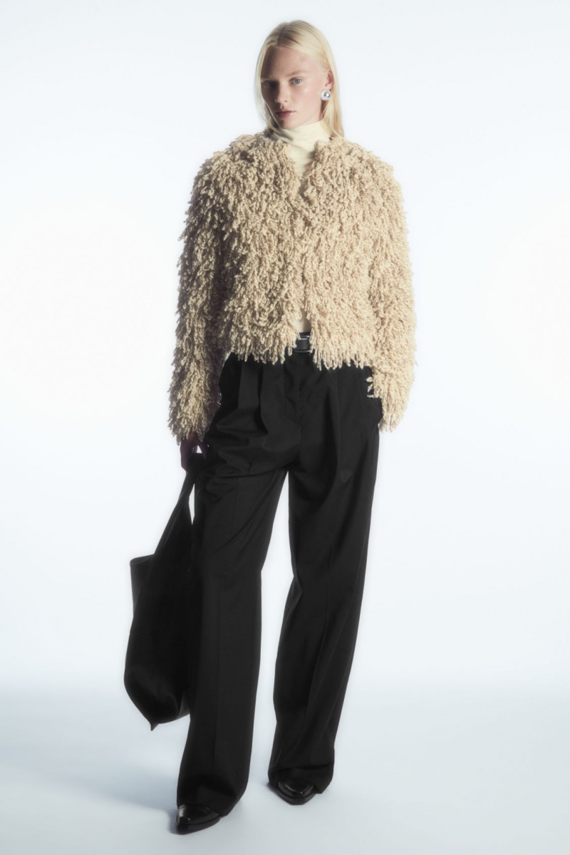 Dámské Bundy COS Loop-Knit Vlna Béžový Bílé | ROTK-51893