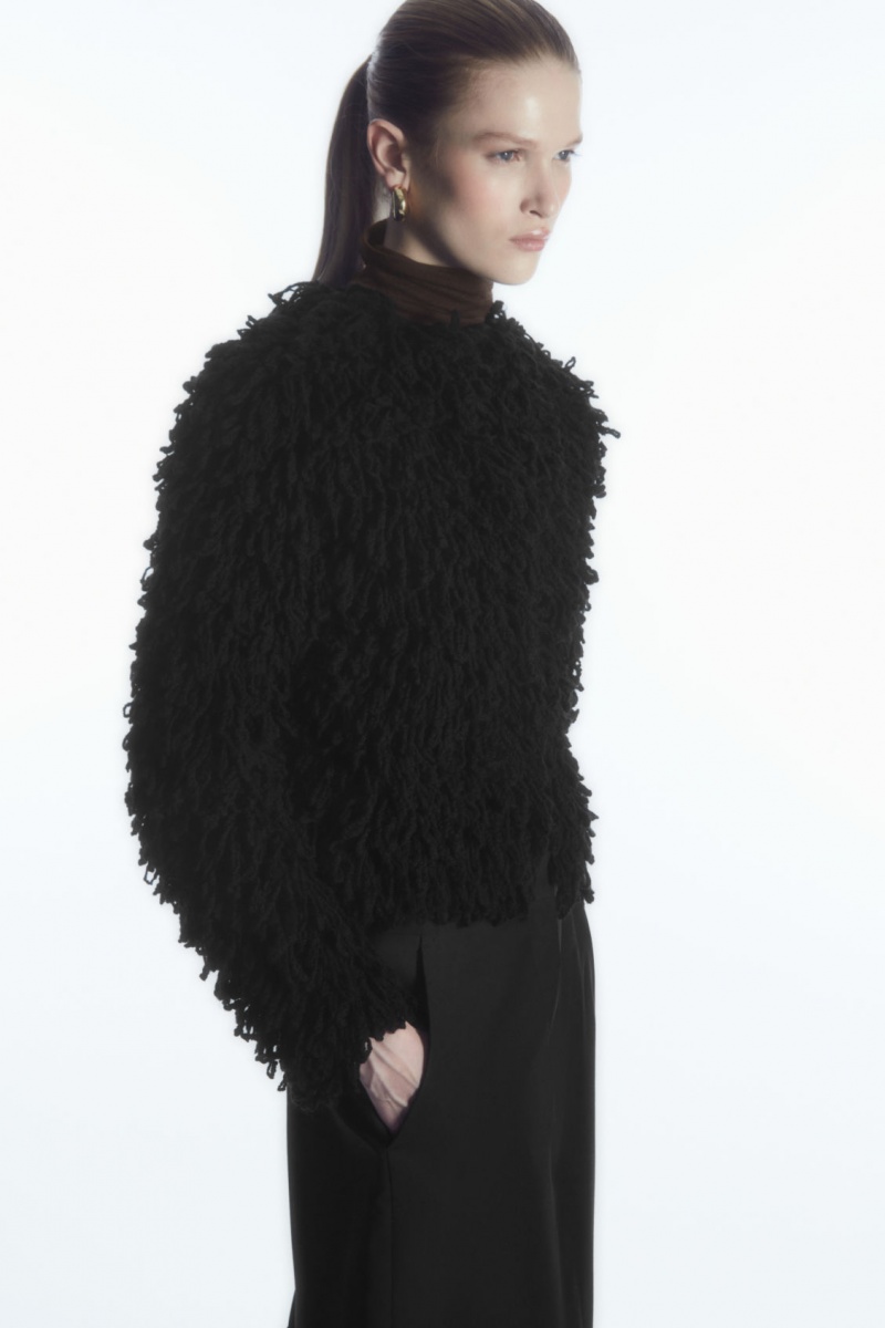Dámské Bundy COS Loop-Knit Vlna Černé | WRHE-08513