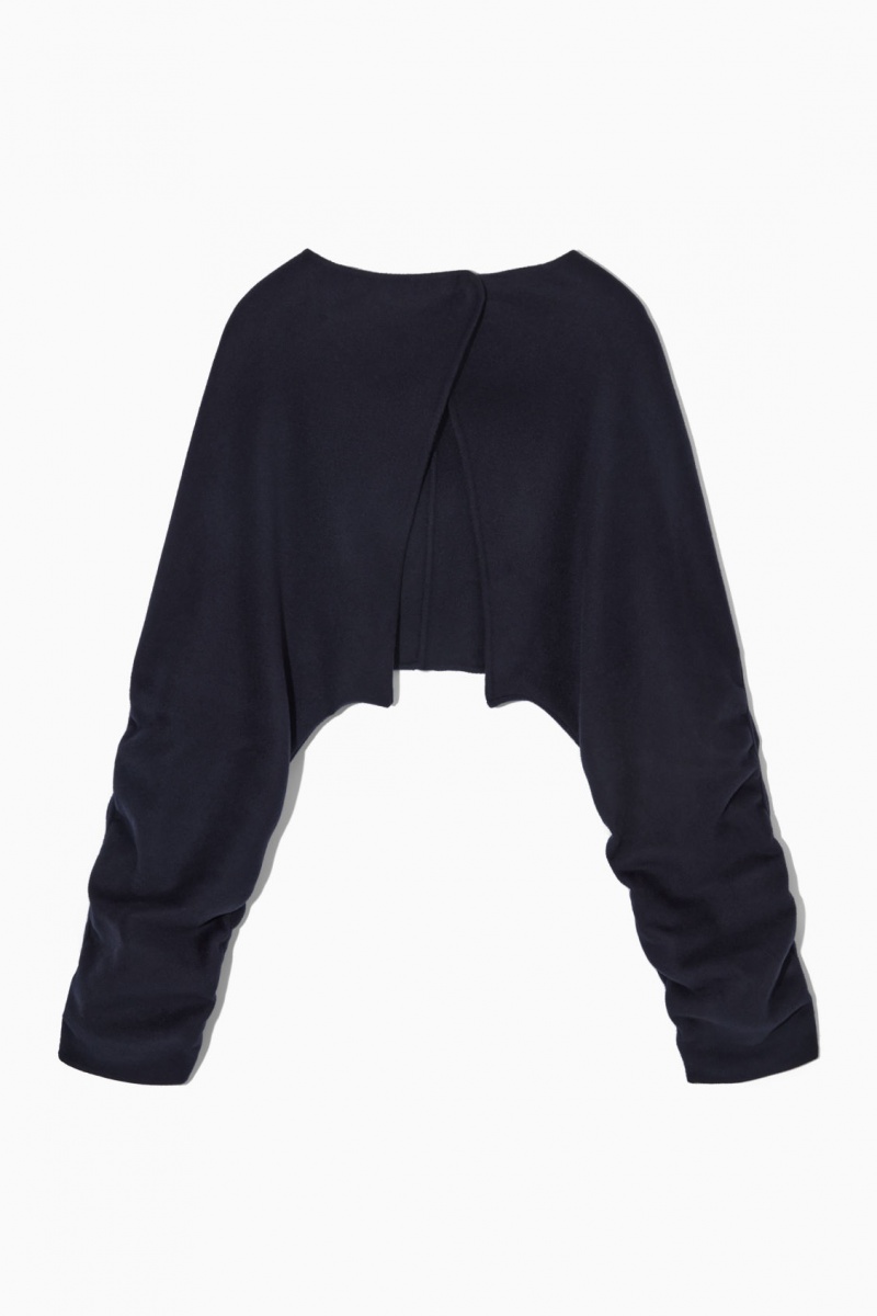 Dámské Bundy COS Open-Back Vlna Bolero Tmavě Blankyt | GSWA-07534