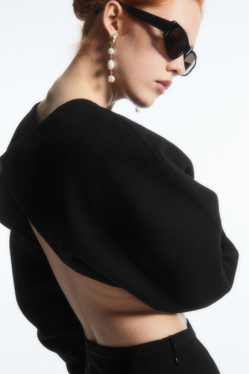 Dámské Bundy COS Open-Back Vlna Bolero Černé | PLTQ-50423