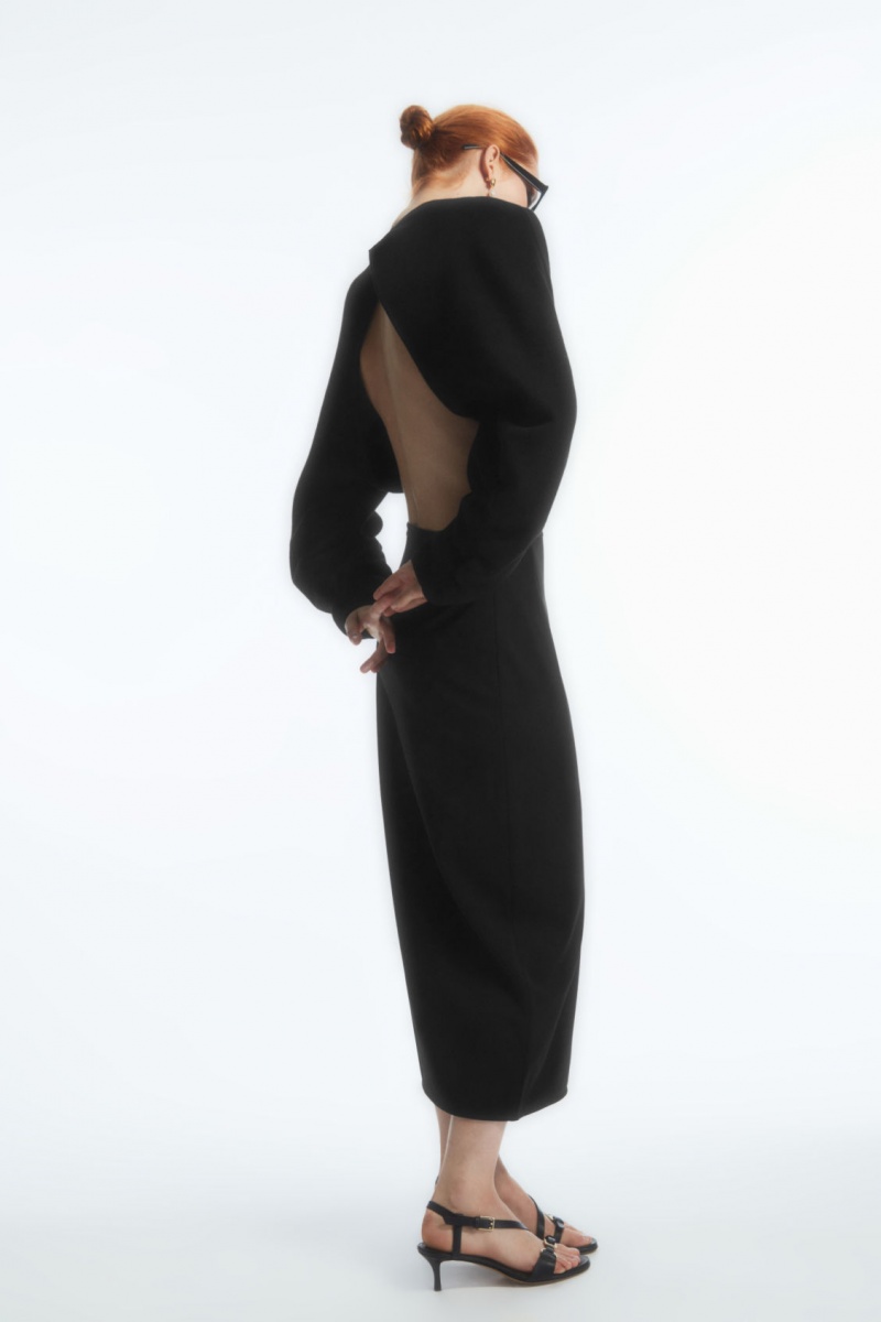 Dámské Bundy COS Open-Back Vlna Bolero Černé | PLTQ-50423